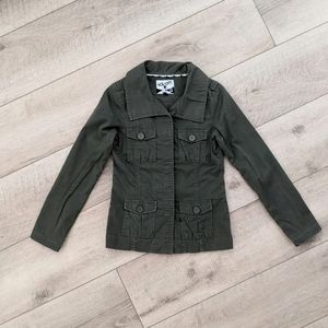 Women's Military Inspired Y2K Dark Green Jacket Size Small Vintage Utility Fall‎
